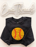 Custom # Softball Sequins Embroidery sweatshirt