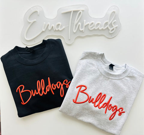 BULLDOGS puff  Embroidery sweatshirt