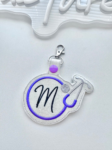Stethoscope Embroidery Key Fob