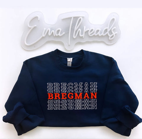 Custom player Stacked name Embroidery sweatshirt
