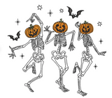Dancing Pumpkin Head Skeletons Embroidery T Shirt/Sweatshirt