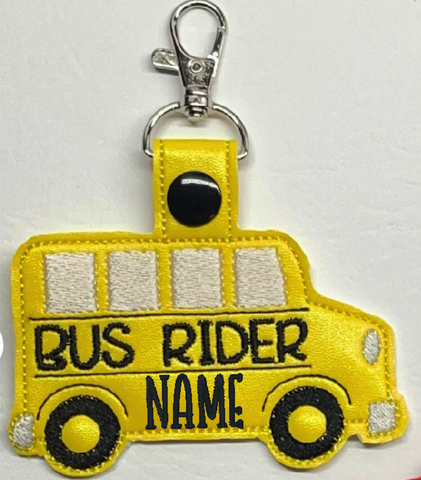 Bus Rider Embroidery Key Fob