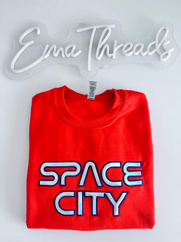 Space City Holographic Appliqué Embroidery sweatshirt
