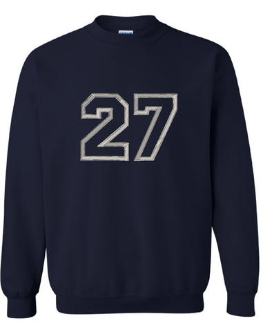 Player # Embroidery outline sweatshirt - NO GLITTER