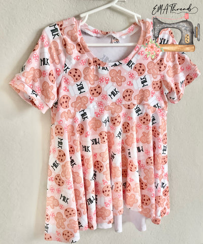 Pink milk and cookies Peplum top