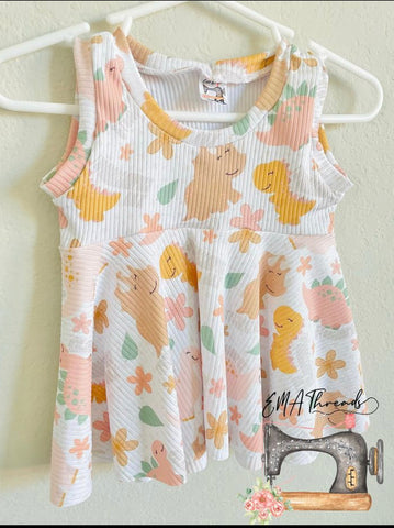 Floral dinos Peplum top