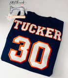 HOUSTON Appliqué Glitter Custom Player Embroidery sweatshirt